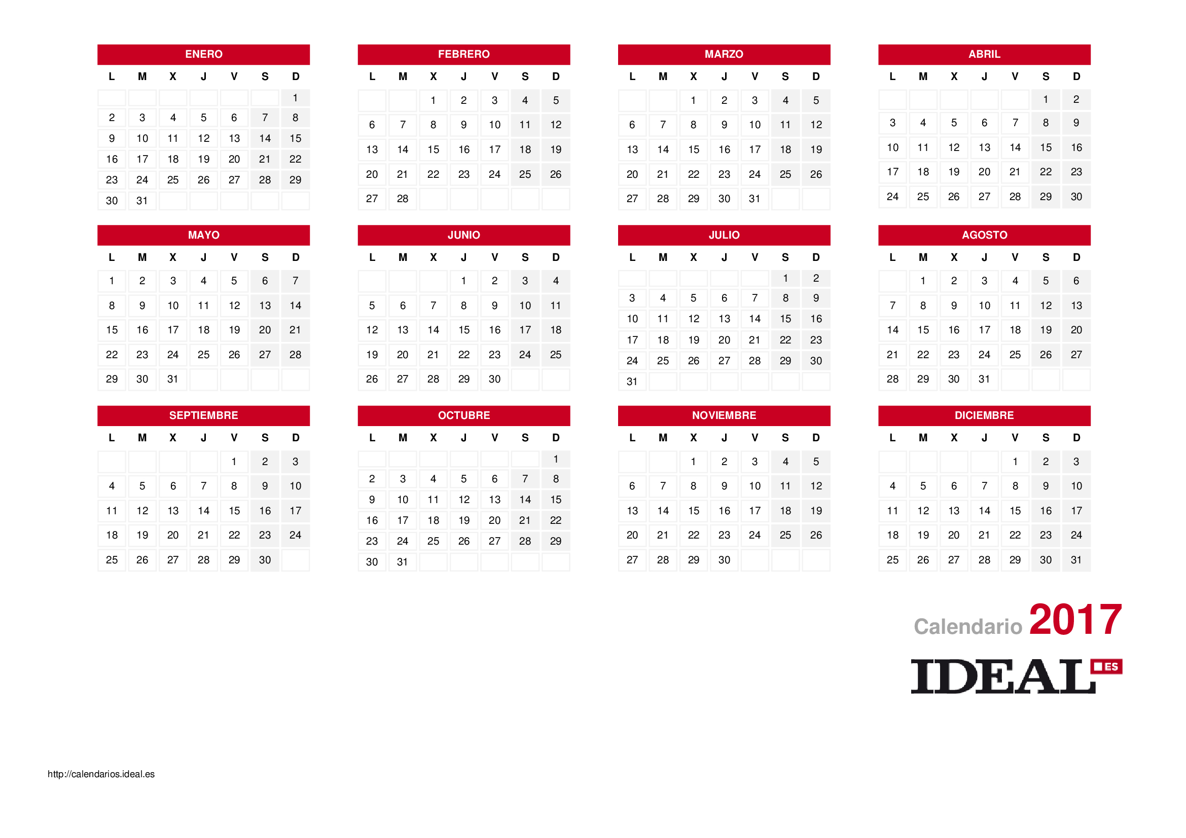 Calendario laboral de 2018 Calendarios Ideal
